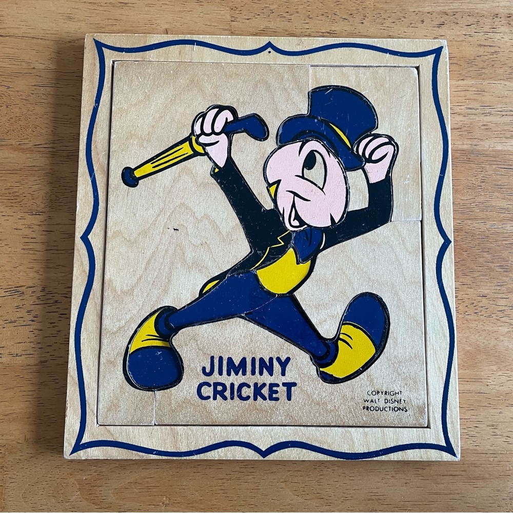 Walt Disney Jiminy Cricket Wooden Puzzle VTG Vintage Toy